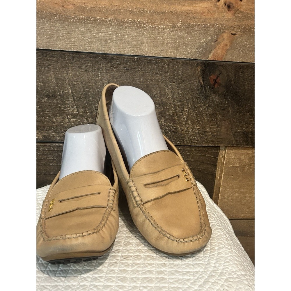 Ralph Lauren Ladies Belen Tan Leather Loafers 10B Cow & Pig Leather